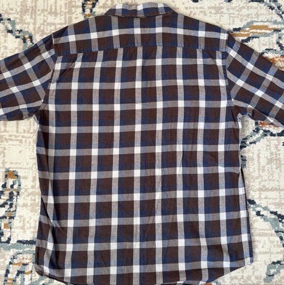 UNTUCKit Men's Large 100% Cotton Button Up Brown/Blue/White - Picture 2 of 3